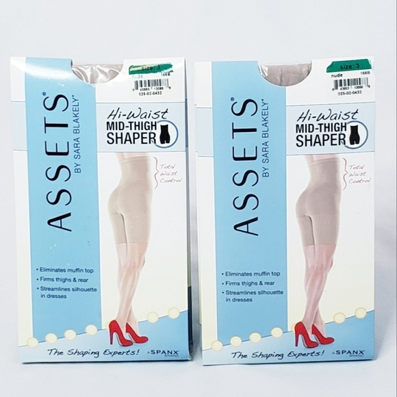 (2) NWT Spanx Assets Hi Waist Mid Thigh Shaper Nude Shapewear 3 - Picture 1 of 4
